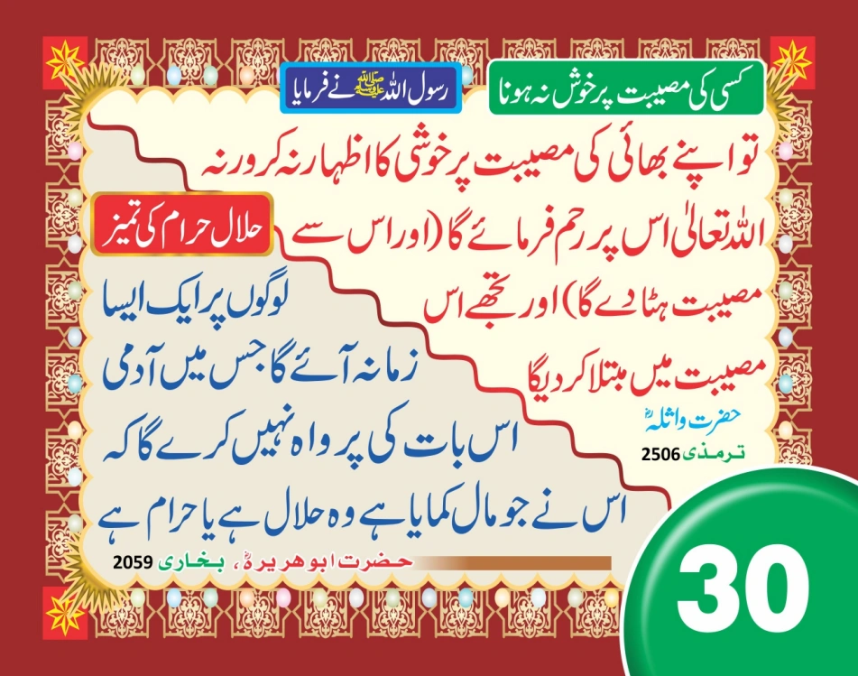 ٹیبل کلینڈر ( 80 احادیث) page 61