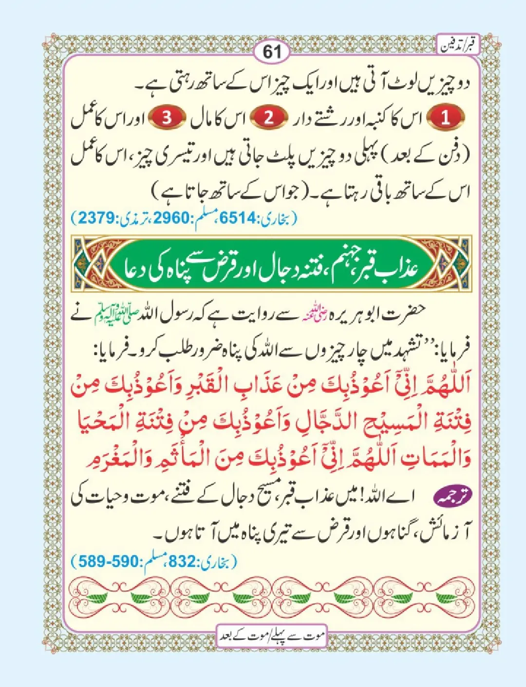 موت سے پہلے اور موت کے بعد page 65