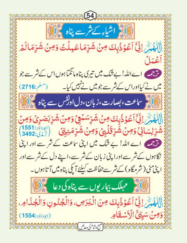 صبح و شام کی دعائیں page 55